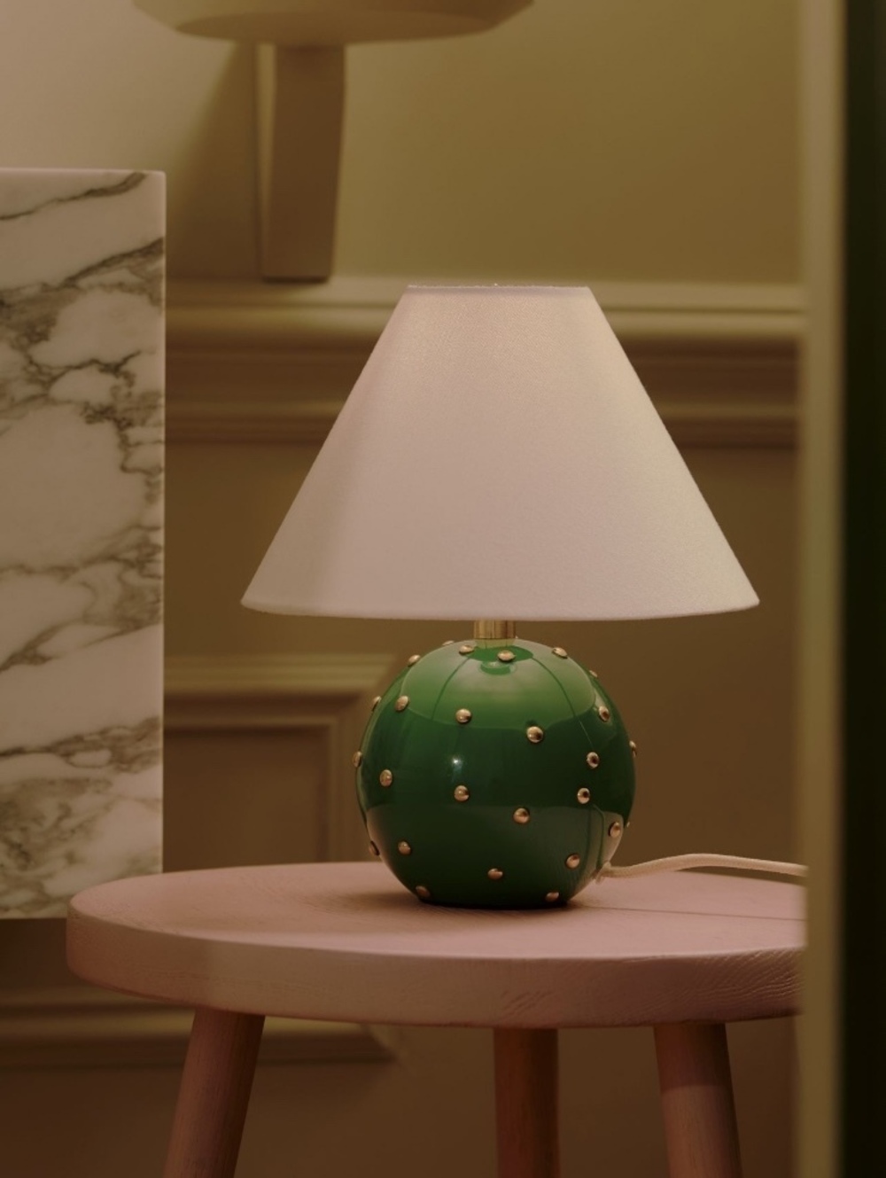Anthropologie Jeanette Beaded Brass Mini Table Lamp